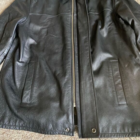 Wilson’s Leather Heavy Jacket Lined Black Mens Size Large - Picture 7 of 15